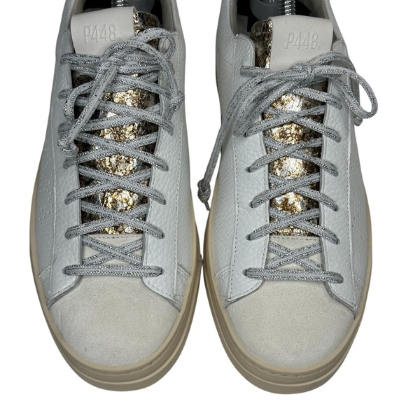 NWOT P448 Jack Perforated Low Top Sneaker in White/ Dakar. Sz: EU 38/US 8.5-9 - Picture 8 of 15